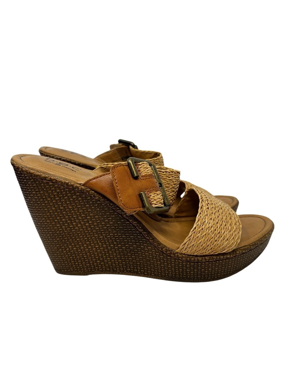 Boc Woven Tan Platform Wedge Sandals - Picture 2 of 10